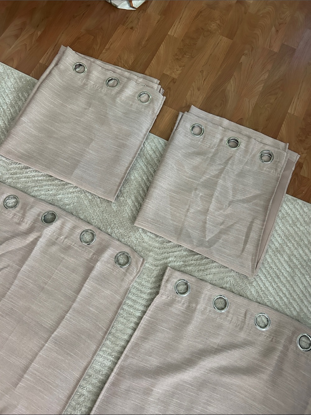 Four Dusty Pink Grommet Curtains - Picture 4 of 8